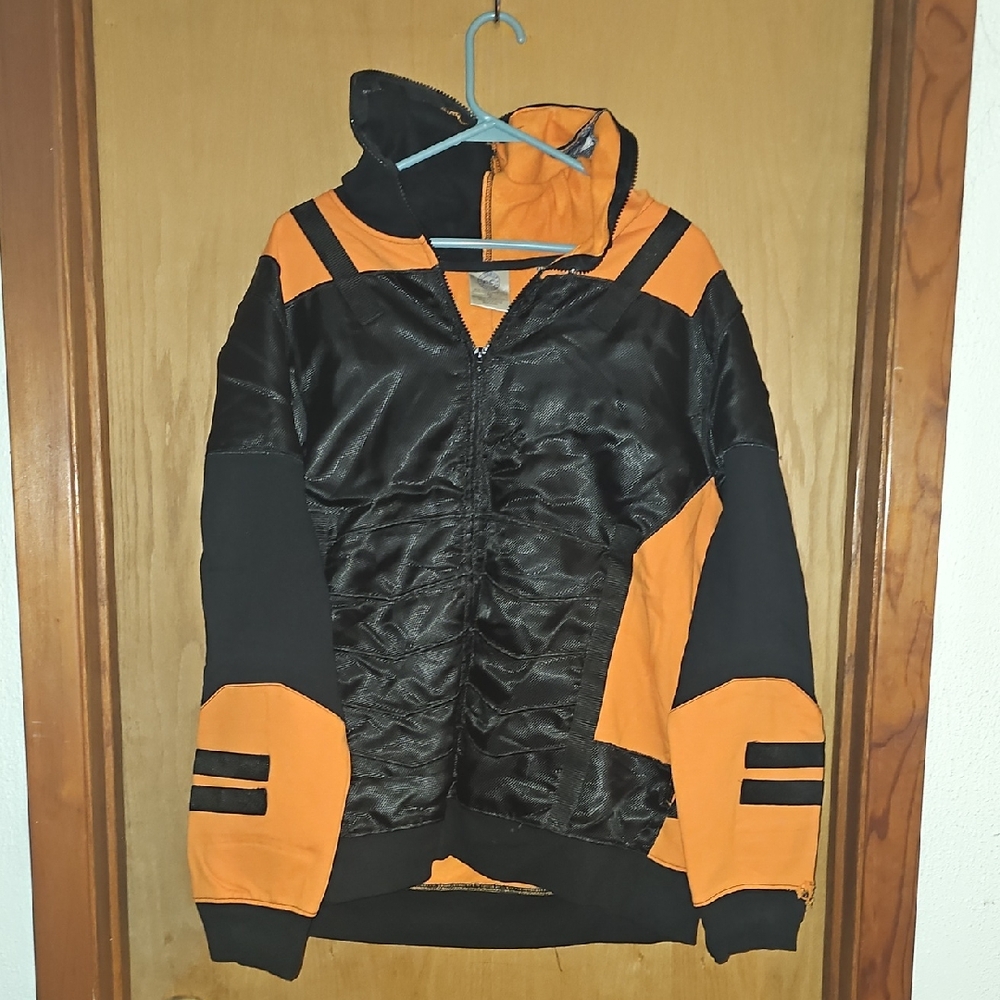 DC Comics Deathstroke Cosplay Black and Orange Men's Hooded Puffer Jacket